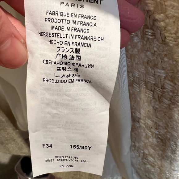 Saint Laurent Long Coat in Silk Tweed and Wool like New - Picture 10 of 15